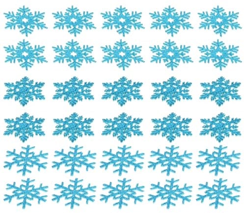 Healeved 30 Stück Schneeflocken Aufbügelbare Patches 4.20X3.70Cm Blaue Stoff Applikationen Für Diy Kleidung Reparatur Handgemachte Kopfschmuck Bastelmaterial