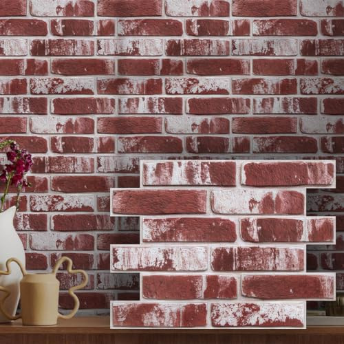 COMSTICKC Panneaux Muraux 3D Adhesif Brique, 10 Pièces, 30 x 40 cm | Léger PVC AutoAdhésif Panneaux Muraux 3D Pierre Décoration Pour Décoration Intérieure
