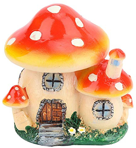 Cloimei Mini décoration de maison champignon de jardin féérique peinte à la main ornement coloré chalet de forêt pour maison de poupée, pot de fleurs, décorations de jardin 9,5 cm