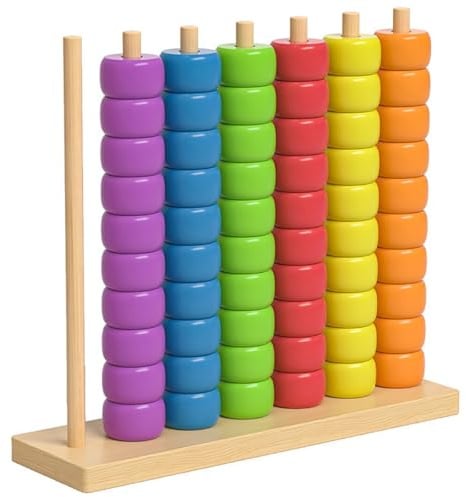MEKLITRZ Jeu De Défi De Pile De Couleurs, Jeu De Pile De Couleurs, Puzzle De Pile D’Anneaux De Défi De Modèle Rapide en Bois for 2 Joueurs, Casse-tête De Table Compétitif