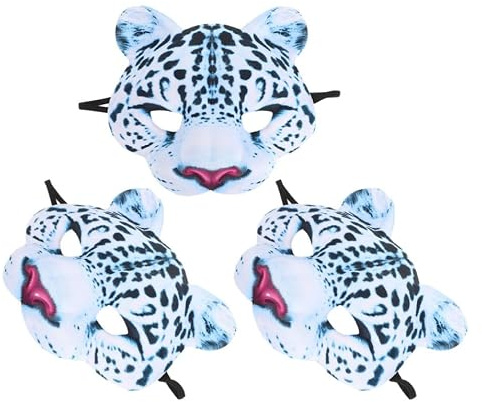 Cabilock 3 Stück Leoparden Ebene Halbgesichtsmaske aus Eva mit Atmungsaktivem Komfort und Leichtem Design Halloween Kostümmaske für Karneval und Party