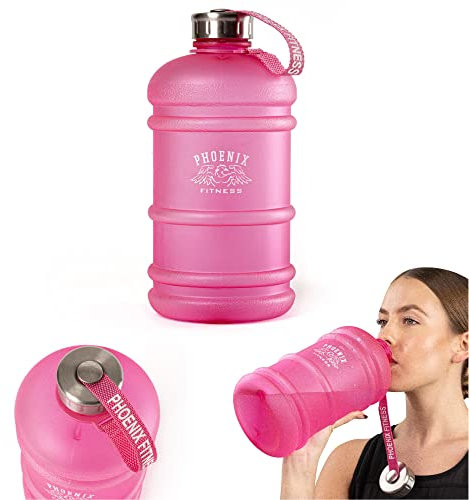 Phoenix Fitness Water Bottle - 2L Drinks Bottle with Leakproof Cap and Carry Strap - Lightweight Bottle for Sports, Gym & Travel - BPA Free & Non Toxic - Pink