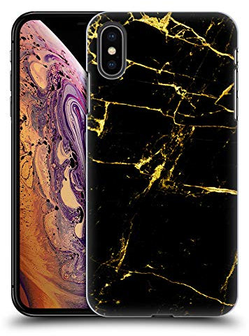 Head Case Designs Officially Licensed Haroulita Black And Gold Marble Hard Back Case Compatible With Apple iPhone XS Max
