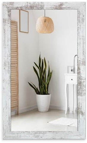 Spiegel mit Rahmen - 32 Größen, 60/50, 50/60cm, 12 Farben, Handgefertigt, Breiter Fester Rahmen, Stabile Rückwand, Rahmenleiste: 60x20mm, Shabby-Farbe