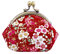 Oyachic Fleur Cerisier Porte Monnaie Floral Coin Purse Vintage Portefeuille Fermoir Clic Clac Femme Pièces Pochette en Toile Kiss Lock Change (Rouge)