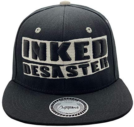 Outfitfabrik Snapback Cap Inked Desaster in schwarz mit coolem Schirm-Innenprint und 3D Stick (Festival, Convention, Tattoo, Provokation, Statement)