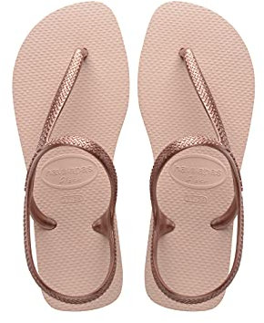 Havaianas - Flash Urban, Sandalias Cómodas, Elegantes y Versátiles, Cierre en Tobillo, Tiras Metálicas Cruzadas, Mujer, Ballet Rose Golden Blush, 33/34 EU