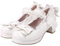 LUXMAX Womens Bow Cute Cosplay Platform Mary Janes Mid Block Heel Court Shoe Size 5UK,White