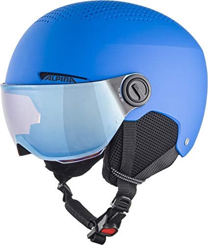 ALPINA ZUPO Visor Q-LITE - Hochwertiger & Leichter Skihelm Mit Kontrastverstärkendem Visier Für Kinder, Blue matt, 48-52 cm