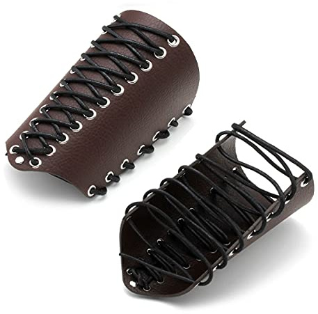 Eigso 2Pcs Brown Armor Armband Guard Kunstleder Steampunk Goth Style Shooting Arrow Bow Gear