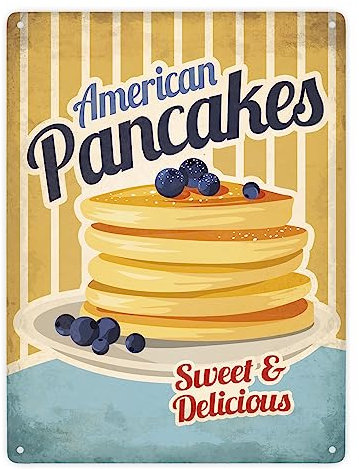 Metallschild XXL mit American Diner Classics - Pancakes Motiv