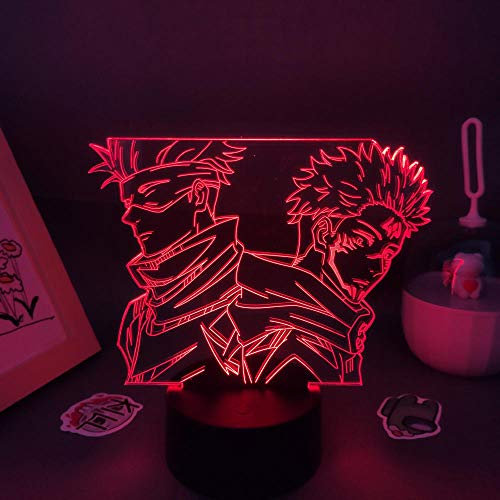 Anime Satoru Gojo und Yuji itadori 3D Illusion Licht RGB LED Nachtlichter Raumtisch Dekoration Atmosphäre Geburtstagsgeschenke-16 Farbe mit Fernbedienung
