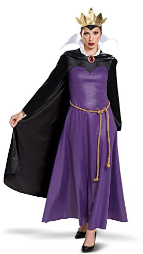 Disney Official Premium Evil Queen Costume Adult Women includes Cape and Crown, Snow White Christmas Halloween Adult Witch Costume Women Outfit Dress Up Large