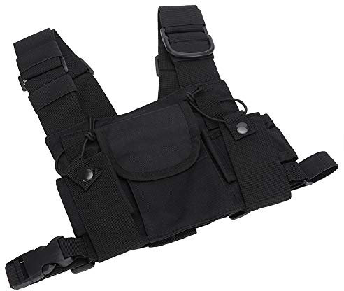 Fdit Radio Shoulder Holster Chest Harness Holder Vest, Walkie-talkie Double Chest Harness Front Pack Pouch for Firefighting and Military