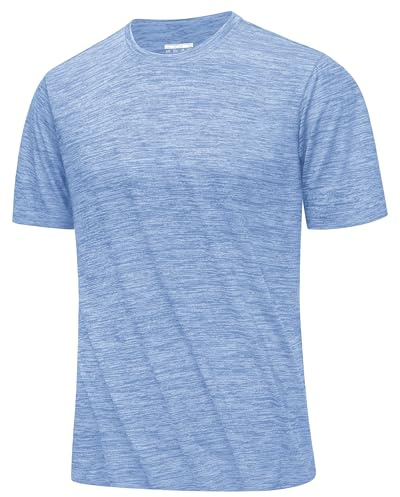 MAGCOMSEN Camisetas Manga Corta Hombre Secado Rápido Ligeras para Gimnasio Entrenamiento Running Deportiva Transpirable Fitness Ropa Azul claro, M