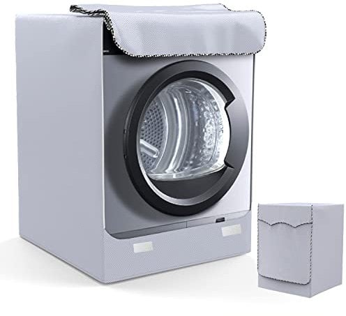 LEESITEC Copertura per Lavatrice da Esterno Impermeabile Copertura per Lavatrice e Asciugatrice,Coprilavatrice Interni Antipolvere e Antimacchia con Aperture Frontali Argento (XL 60×64×85cm)