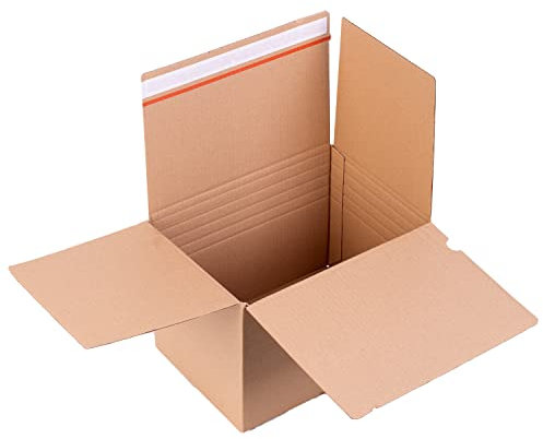 smiley pack 10 Stück Automatikboden Karton 304 x 216 x 220 mm Fix Aufrichtekarton mit Selbstklebeverschluss und Aufreißfaden Versandschachtel Versandkarton Verpackungskarton Versandbox