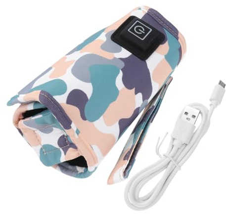 USB Flaschenwärmerhülle für Milchflaschen, 3 Stufen Einstellbar | Lila Polyester Ausführung, für Nächtliche Fütterung und Steckdosenbetrieb, Kompakte Abdeckung