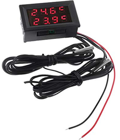 FUZYXIH Termómetro digital sensor de temperatura probador doble pantalla LED medidor con 2 sondas NTC para coche interior y exterior