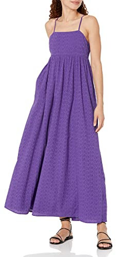 The Drop, abito lungo da donna Shyla in cotone ricamato, viola scuro, L