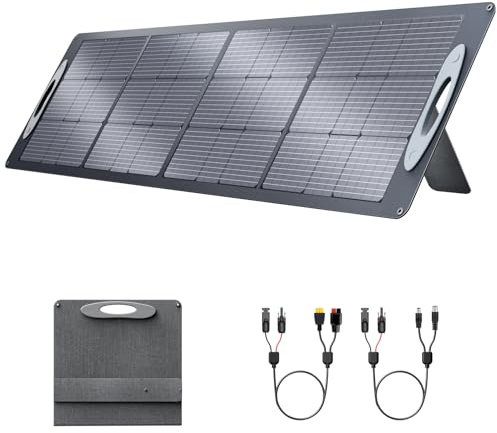 VDL Panneaux Solaires Pliables 200W, Cellule Solaire Monocristalline, 20V Générateur Solaire avec Multi-contact 4, Compatible avec La Plupart des Centrales Électriques, pour le Camping, Randonnée, RV