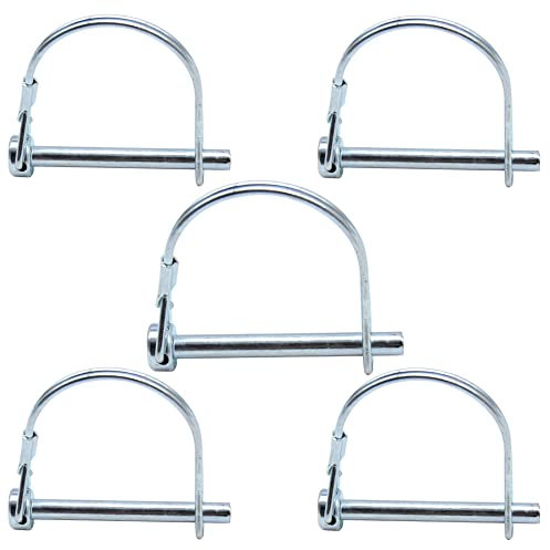 CEEYSEE 5Pcs Shaft Locking Pin 6mm Trailers Lock Hitch Lock Pin Zinc Plated Carbon Steel Round Loop Safety Wire Lock Pin Length 55mm for Farm Trailers Trolley Wagons Lawn Garden Towing (KD.M6 X 55mm)