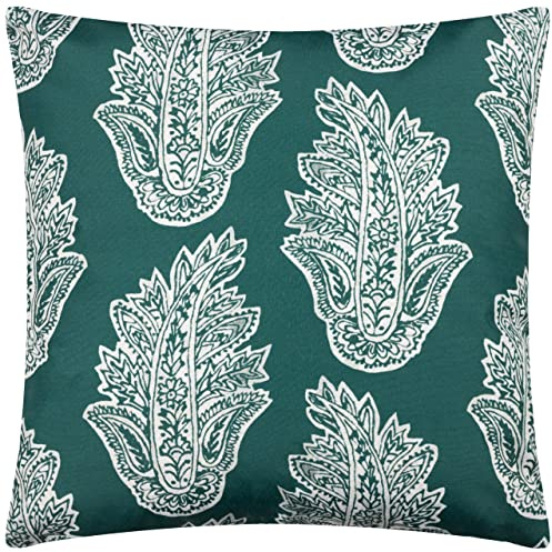 Paoletti Kalindi Paisley Outdoor Cushion Cover,Teal,43 x 43cm