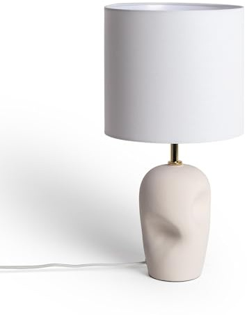 LEDKIA Tischlampe aus Keramik und Stoff Barta Weiß
