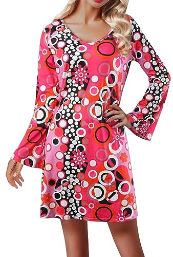 Fulidngzg Hippie Kleidung Damen Set mit Hippie Oberteil Schlaghose Damen Accessoires 60er 70er Bekleidung Damen Hippie Kostüm Damen Disco Outfit 70er Mode Flower Power Kleidung Damen Faschingskostüm