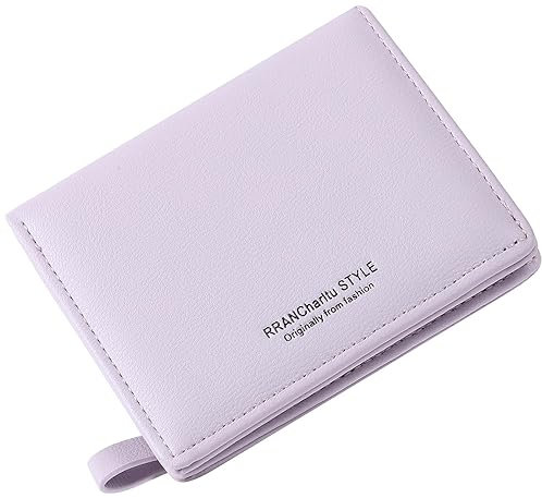 RRANCharltu Portefeuille Femme Cuir Petit Porte Monnaie Femmes Slim Court Portefeuilles avec Fermeture éclair Poche à Monnaie, Violet Clair