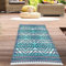 CARPETIA Kunststoff Outdoor Teppich wetterfest leicht modern Balkonteppich Garten Terrasse Azteken Muster türkis-blau Läufer kurz 90 x 150 cm
