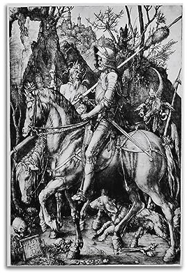 RedVos Ritter, Tod und der Teufel Poster von Albrecht Dürer Gemälde auf Leinwand Wandkunst Scroll Bild Druck Wohnzimmer Wände Dekor Häuser 60 x 90 cm
