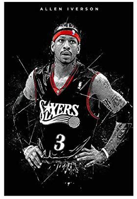 GUyfam Basketballspieler Allen Iverson Poster Sportposter (18) Leinwand Poster Schlafzimmer Dekor Sport Landschaft Büro Zimmer Dekor Geschenk 30 x 45 cm