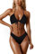 RXRXCOCO Sexy Brazilian Bikini Damen Set Triangel String Oberteil Bikini Set Tanga Bademode Schwarz Size S