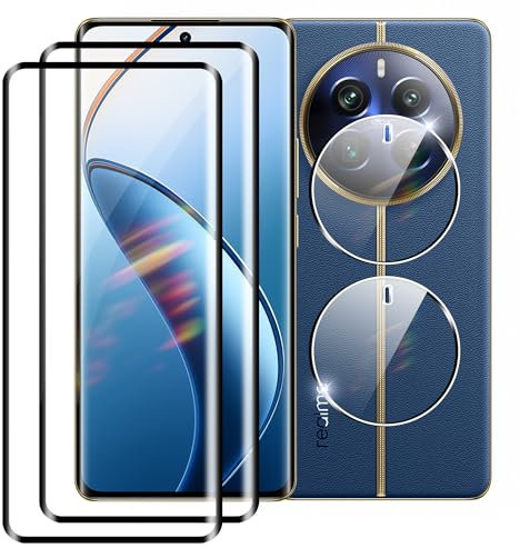 Tieeyivv Protector de Pantalla Compatible con Realme 12 Pro/12 Pro Plus 5G Cristal Templado+ Protector de Lente de Cámara, Cobertura Total Vidrio Templado [9H Dureza] HD Film Cristal Templado