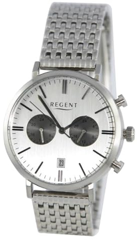 REGENT Herren Armbanduhr Analog Metallarmband Silber UR1151500 Analoguhr