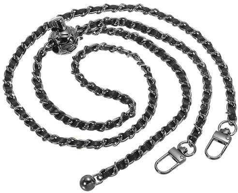 SSyang Metall Kette Trageriemen,120 cm Ersatz Schulter Riemen Kette,Handtaschenkette mit Schnallen,mit Verstellbarer Länge,DIY für Handtasche Damen Umhängetasche Tasche Geldbörse(Schwarz)