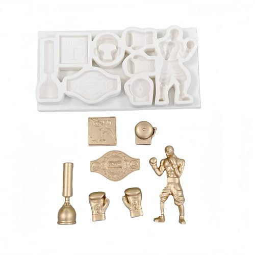 Fondant Silicone Mold 2 Pcs Boxer Cake Chocolate Fondant Mold Gold Belt Boxing Gloves Mold