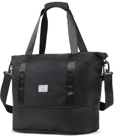 TANTOMI Reisetasche Damen 42x23x40 cm, Weekender Bag Sporttasche Damen,Handgepäck Tasche Reisetasche Faltbar wasserdichte Duffle Bag Trainingstasche Kliniktasche Geburt Geeignet Urlaub Camping