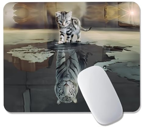 GLANDOTU Mouse Pad/Gaming Mouse Pad/Mouse Mats for Desk/Mouse Pad 260 x 210 x 3 mm,Stitched Edges Anti-Slip Waterproof Rubber Base Mouse Mat,Square MousePad/improved precision and speed -Cats & Tigers