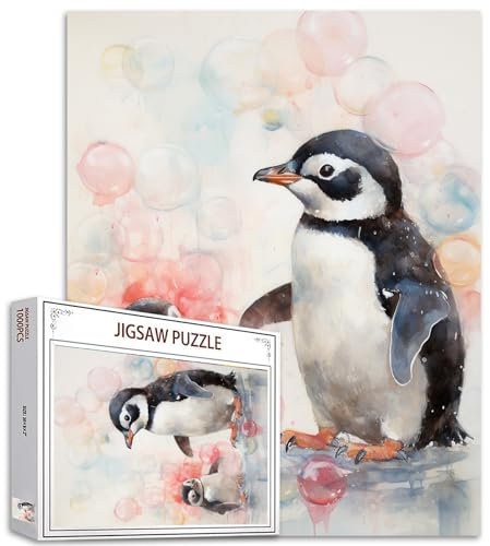 Tucocoo Niedliches Pinguin-Puzzles für Erwachsene, 1000 Teile, Tier- und Blasen, Kunst-Puzzle, bunt, DIY-Bastelpuzzles für Heimdekoration, Geschenke, Familienpuzzle, perfekt für Spielabende, 70x50cm