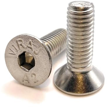 Vis M8x25 mm Tête Fraisée BTR en acier INOX A2 | Ø 8x25 mm - M8 x 25mm | Vis FHC à 6 pans creux (clé allen) ISO 10642 / DIN 7991 | Vis inoxydable A2 (V2A/304) : LOT DE 5 Pcs - Premium Fixation