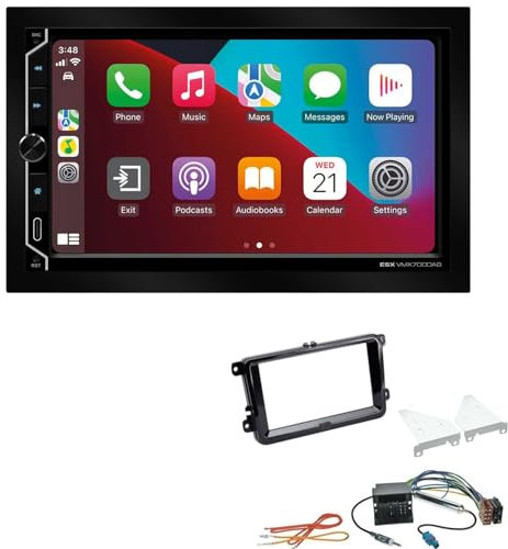 ESX VMX700DAB 2-DIN Autoradio kompatibel mit Wireless Apple CarPlay Android Auto Bluetooth DAB+ passend für Seat Leon 2009-2013 Piano Black ohne Canbus