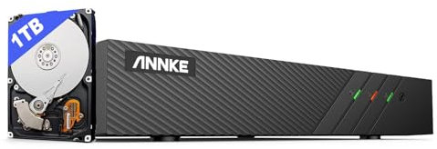 ANNKE 8CH PoE NVR Überwachungssystem Rekorder mit 1TB Festplatte für 24/7 Aufnahme, Innen und Außen Sicherheit, unterstützt 8X 6MP/5MP/1080p/720p HD PoE IP Kameras, H.265+