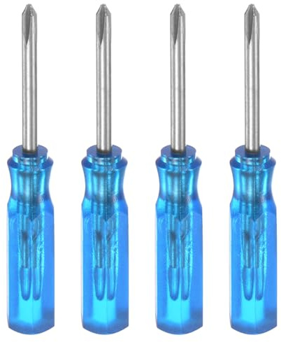 QUARKZMAN 4 Stück PH0 Mini Kreuzschraubendreher Set Kleine Schraubenzieher Set 2mm Magnetisch Kreuzkopf 45mm Länge Feinmechaniker Schraubendreher Set für Reparatur Werkzeug Set, Blau