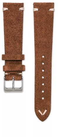 WB Original Wildleder-Uhrenarmband | Vintage Braun - 19 mm - Schließe: Silber Poliert | Leder | Ersatz-Armband