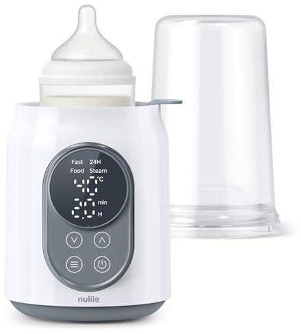 Nuliie Bottle Warmer with Intelligent Temperature Control, 6 in 1 with Timer, Digital LCD Screen and Automatic Shut-Off, Food Warmer and BPA-Free defrosting for Breast Milk