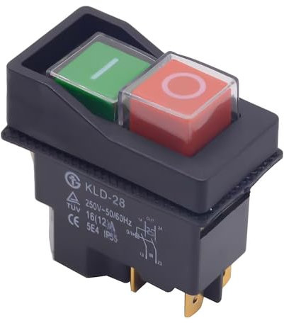 Interruptor electromagnético 250 V 16 A: interruptor de botón pulsador interruptor de protección del motor para hormigoneras y máquinas de taller (4 pines)