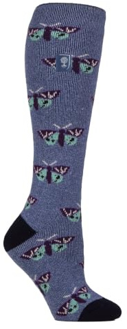 HEAT HOLDERS Long Wellington Boots Socks For Women Lite | Cute Floral Patterned Thermal Welly Socks