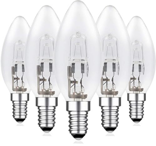 EASYIVY Kerzenbirnen E14 42W, C35 Kleine Edison Schraubbirne Kerzenlampe Dimmbar Warmweiß 2700K, Klar Kerze Glühbirne E14 für Kronleuchter, Pendelleuchten, Tischlampen, 5 Stück